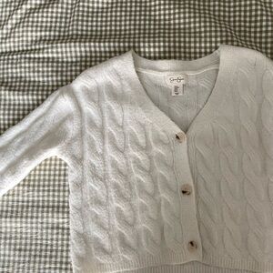 Jessica Simpson White Cable Knit Cardigan